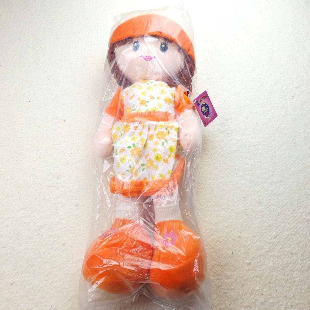 Calplush Cutie Dolls Collection 24 Inch Rag Doll Orange Floral Brunette 9212-24